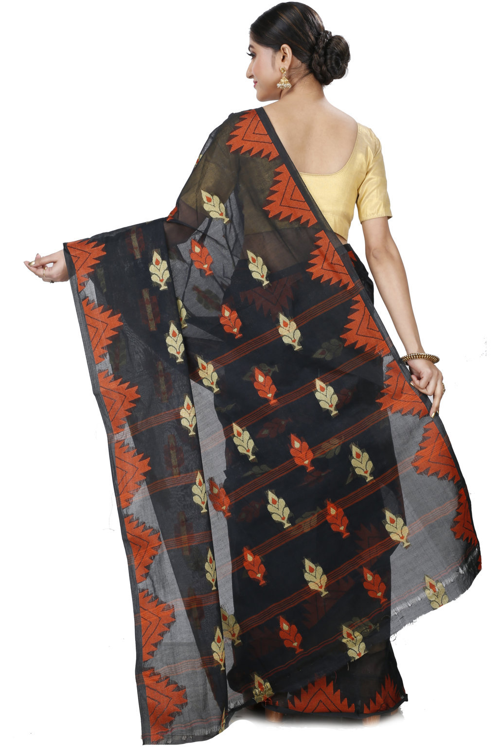 Black Pure Cotton Sidra Tant Saree (1035)